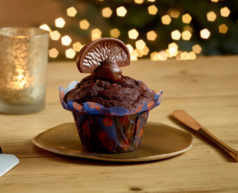 A Terry's choc orange segment sit on top of Costa's Christmas muffin