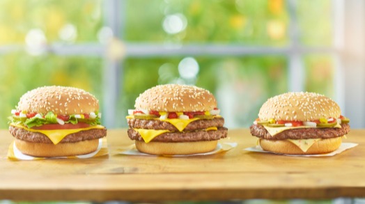 McDonald's quarter pounder deluxe, double quarter pounder and spicy quarter pounder