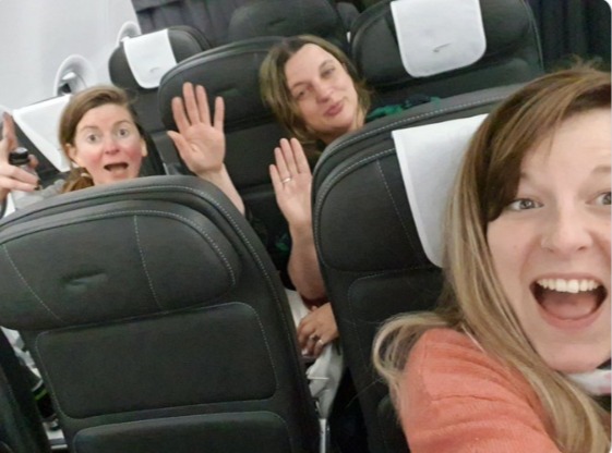 Charisse shared this photograph of on a plane not wearing masks