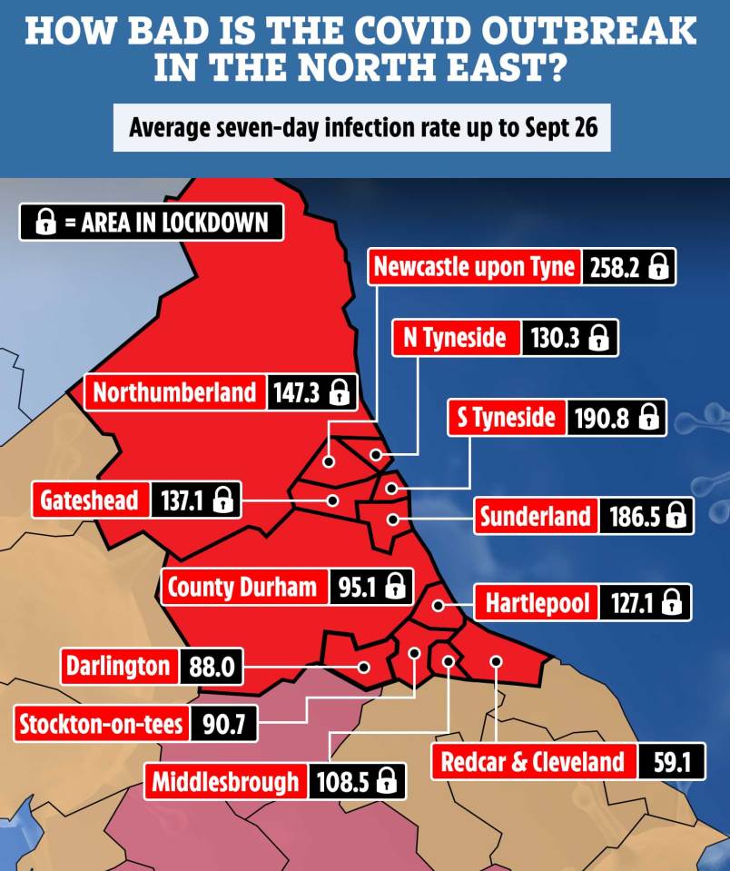 Areas of the north-east are among the worst-hit in the UK