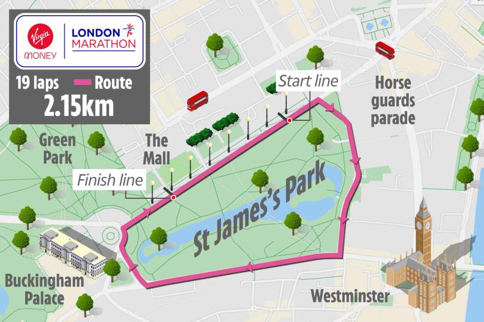 The route of the 2020 London Marathon