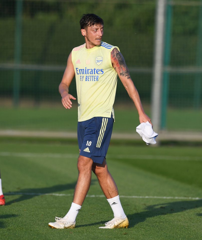 Mesut Ozil is in training with Arsenal but has yet to feature this season