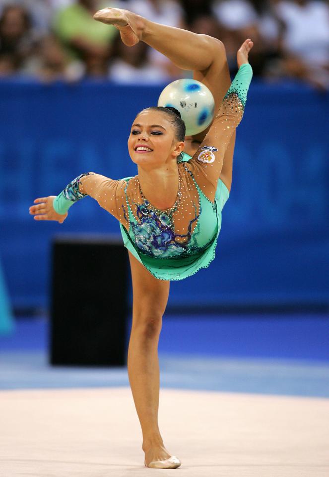 Alina performs during her gold medal performance during the 2004 Athens Games