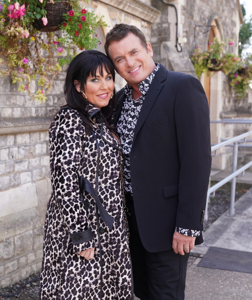 Shane with Jessie Wallace as Alfie Moon and Kat Slater on EastEnders