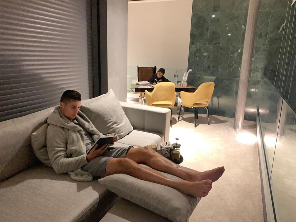 Ronaldo relaxes in one of the many lounge areas of the home