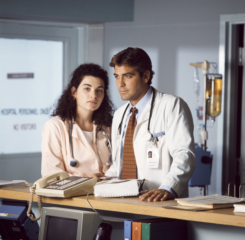 George Clooney with co-star Julianna Margulies in TV drama ER