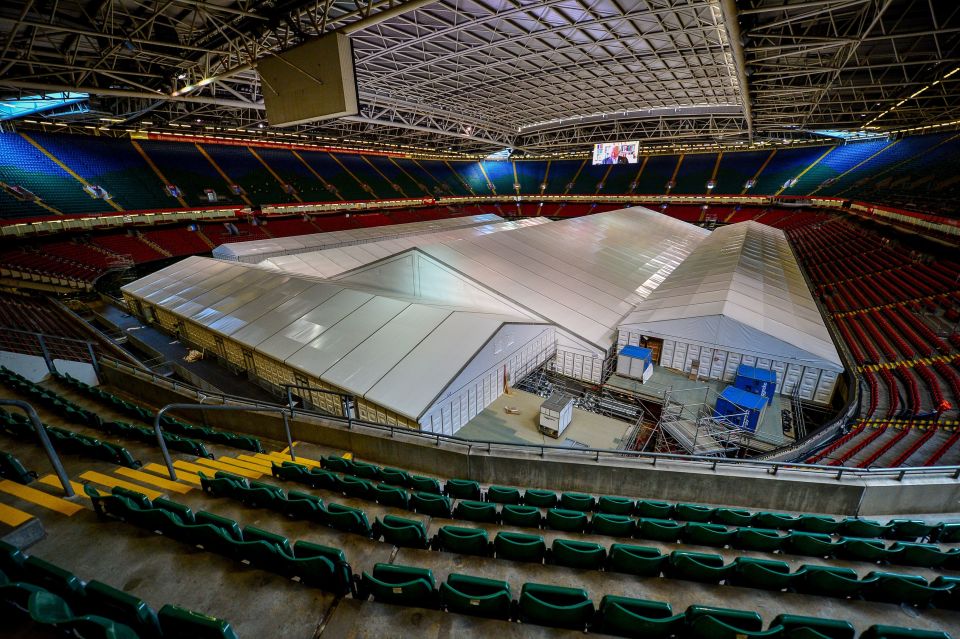 A temporary hospital has been setup inside the Principality Stadium in Cardiff