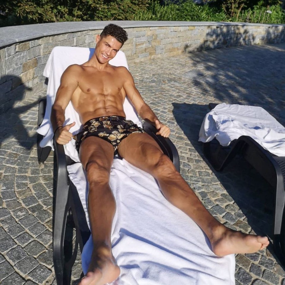 Ronaldo has found a place to sunbathe in his current Italian home