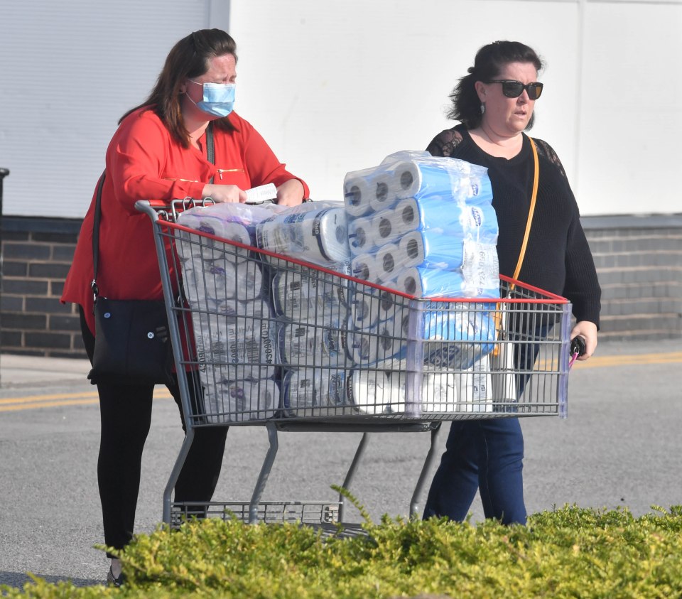 Shoppers were spotted leaving wholesaler Costco with trolleys stacked high with packs of toilet roll