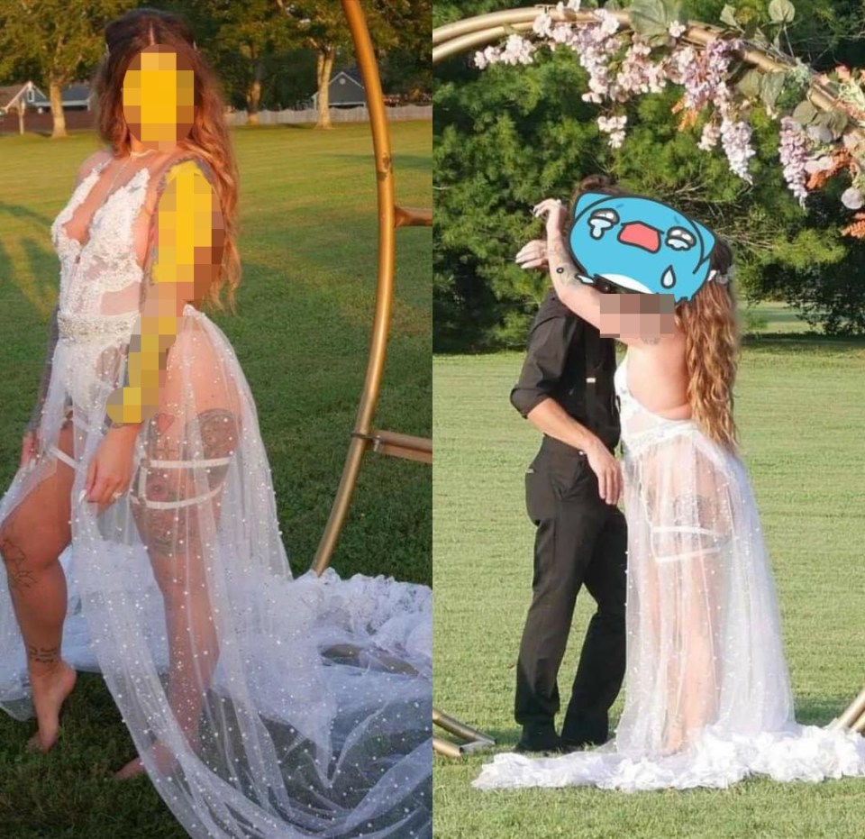 One bride went for a less is more approach and decided to wear a sheer dress to her wedding