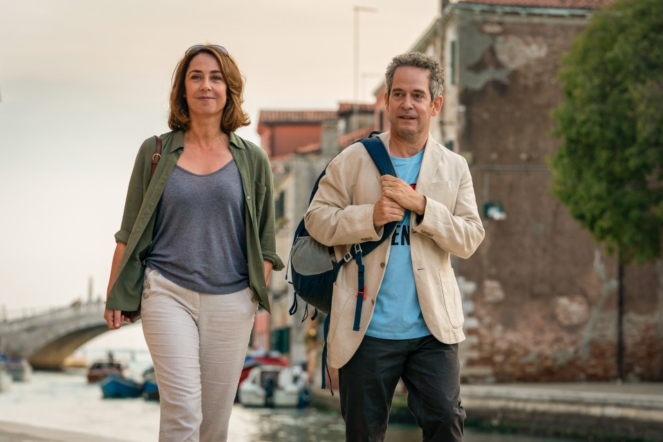 Tom Hollander with co-star Sofie Grabol in new BBC drama Us