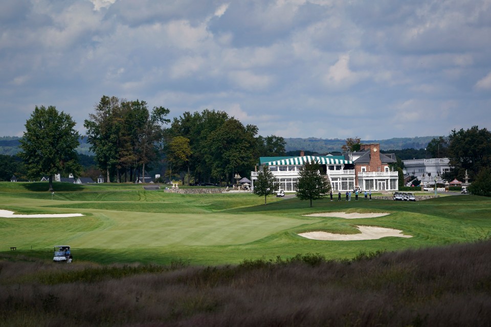 Golfers playing at Trump National Golf Club in Bedminster, New Jersey