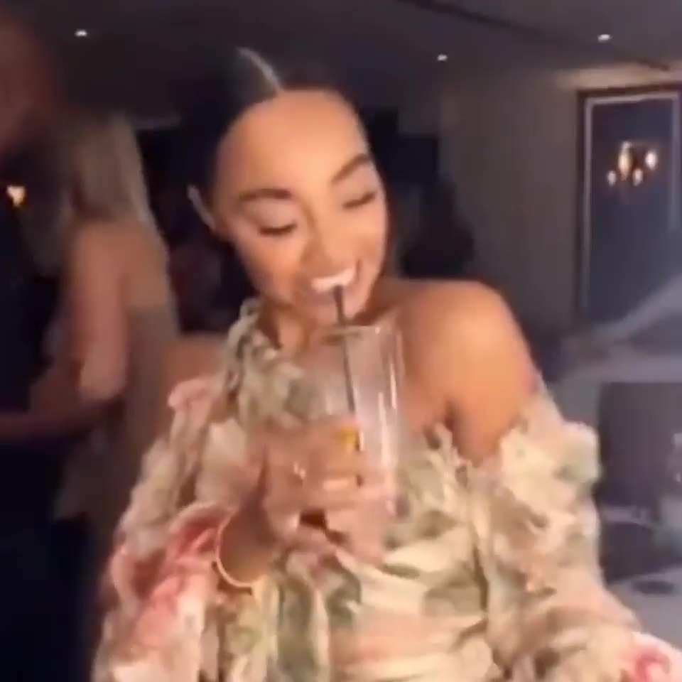 Leigh-Anne could be seen sipping drinks and enjoying the music