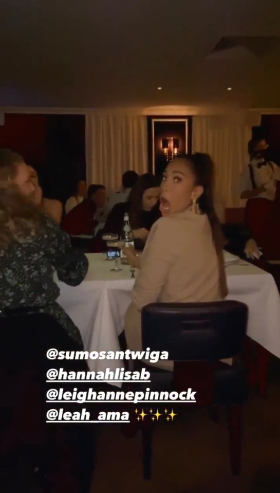 More of Leigh-Anne's friends were sat at another table in the restaurant