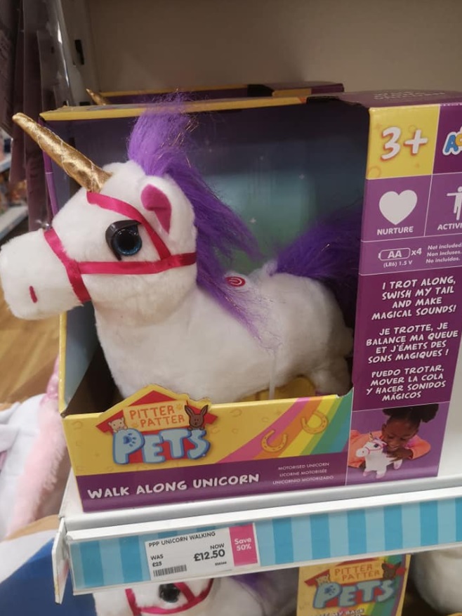 This unicorn toys canters, neighs and plays magical sound effects 