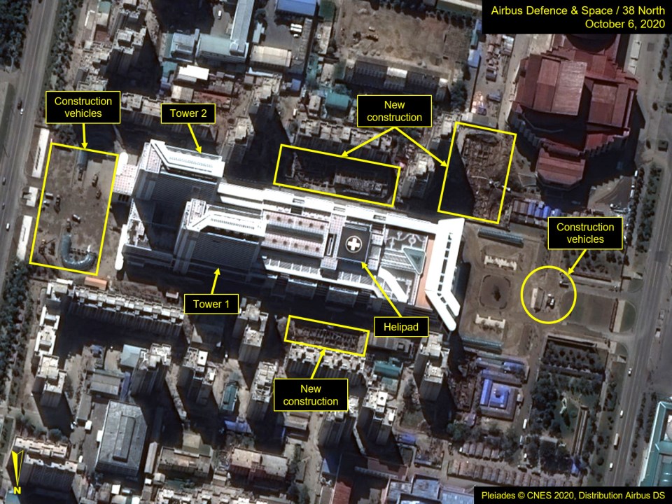 Pyongyang General Hospital appears to newly be finished for the celebration