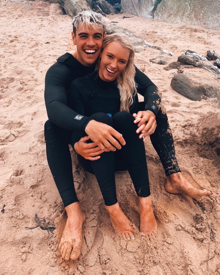 A mum and her four young children got into trouble as the tide quickly came in on a Cornish beach - but surfer Lucie used her board to help them ashore