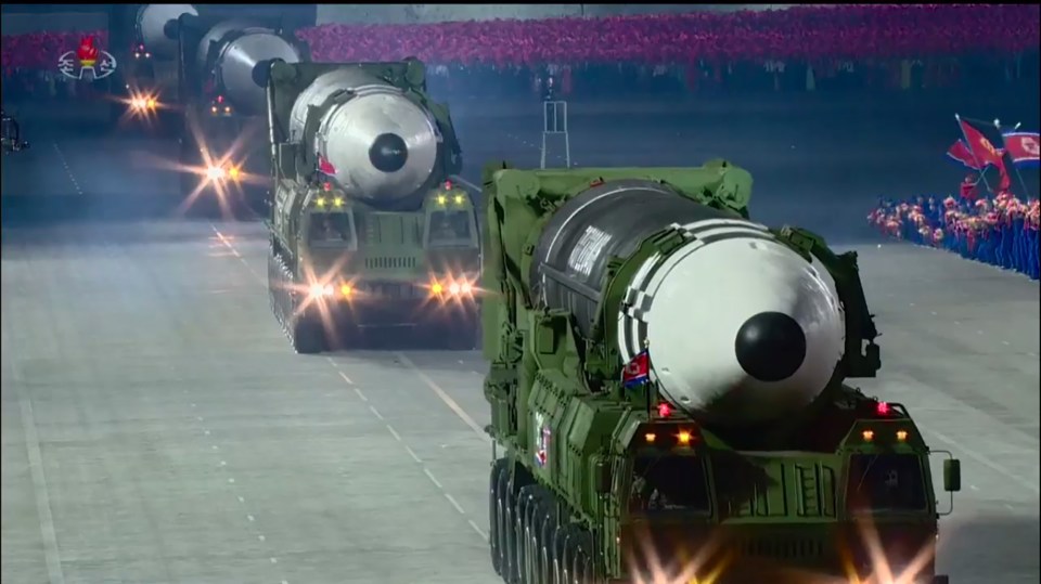 Several missiles were on display during the early morning parade