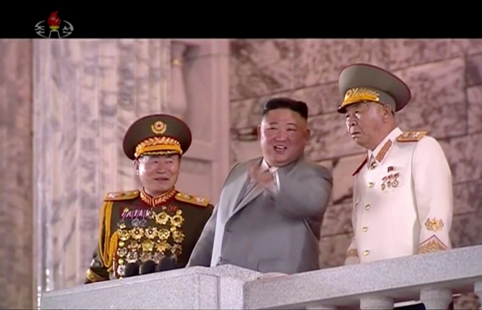 Kim appeared happier during the parade 