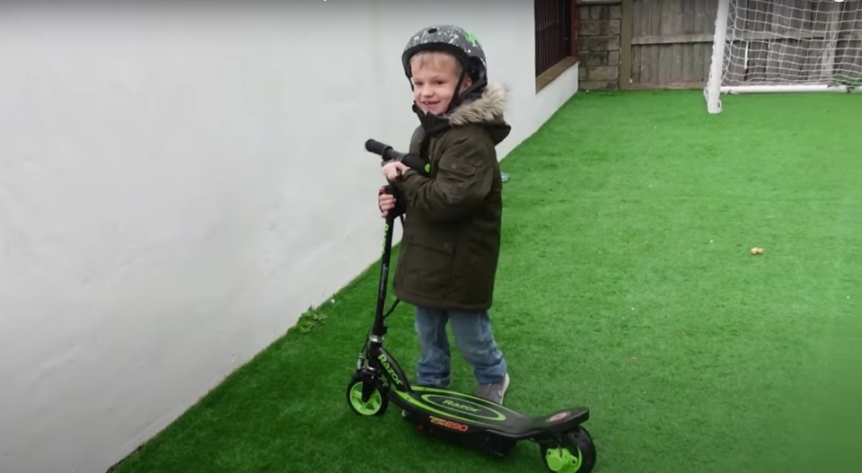  Casper took his new scooter for a spin in the back garden