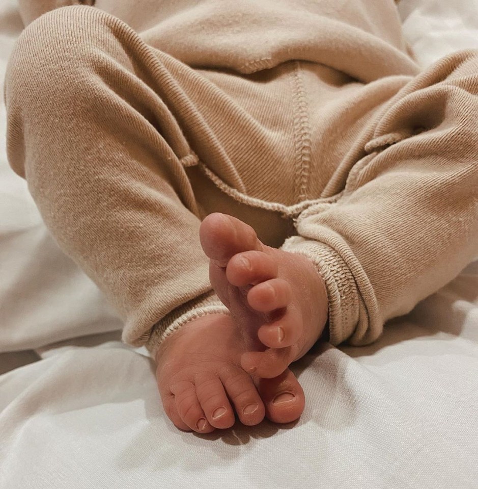 She also shared a snap of the child's tiny toes on Instagram today