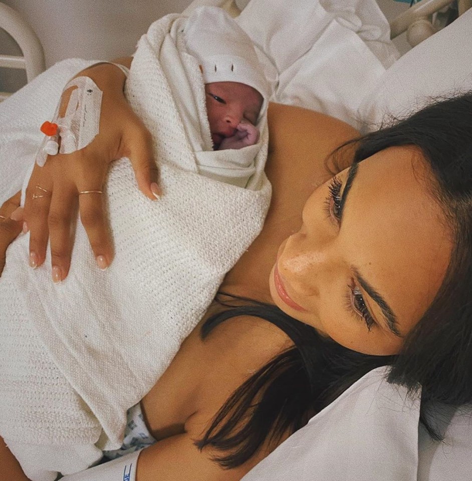 Rochelle Humes shared a picture of her cuddling newborn baby Blake