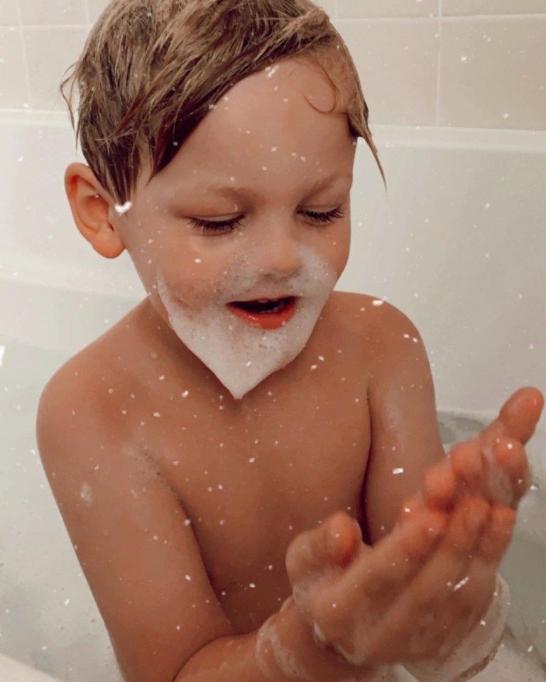 He has also been pictured with a foam 'beard' all over his face