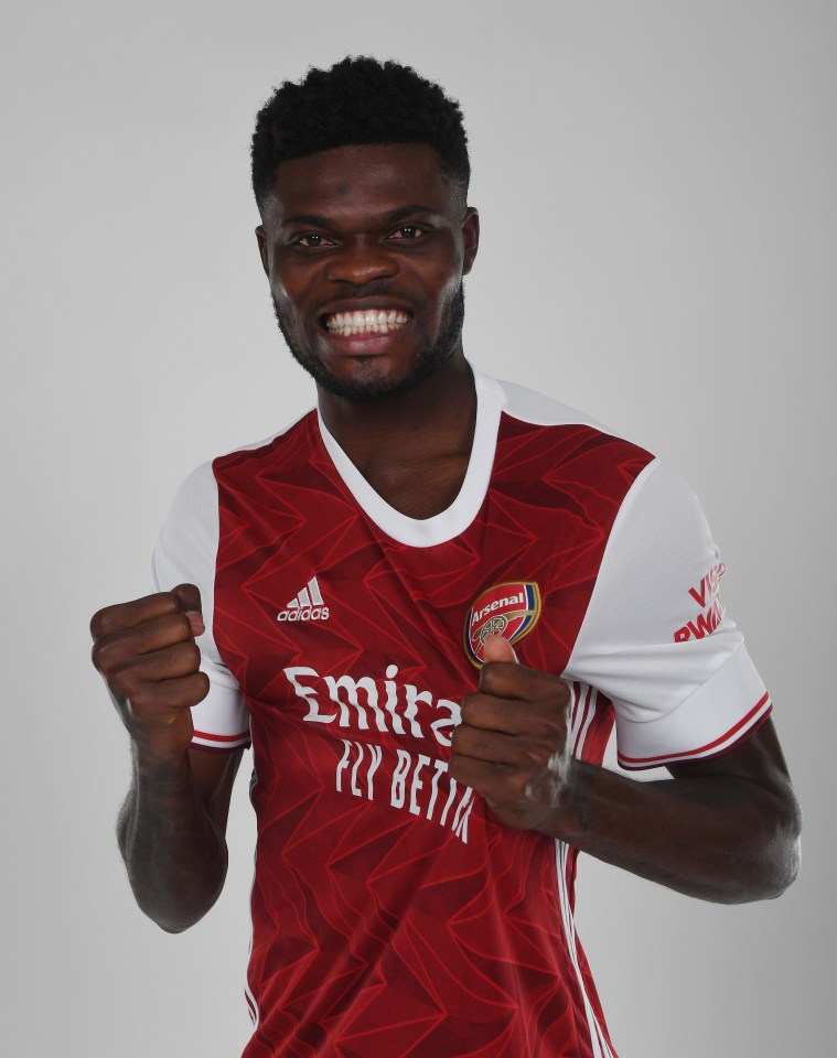 Arsenal's latest signing Thomas Partey in the club's home shirt