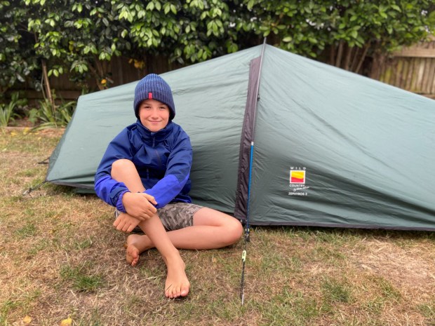 Max started sleeping in a tent in his family's back garden in Braunton, North Devon, on March 28, 2020