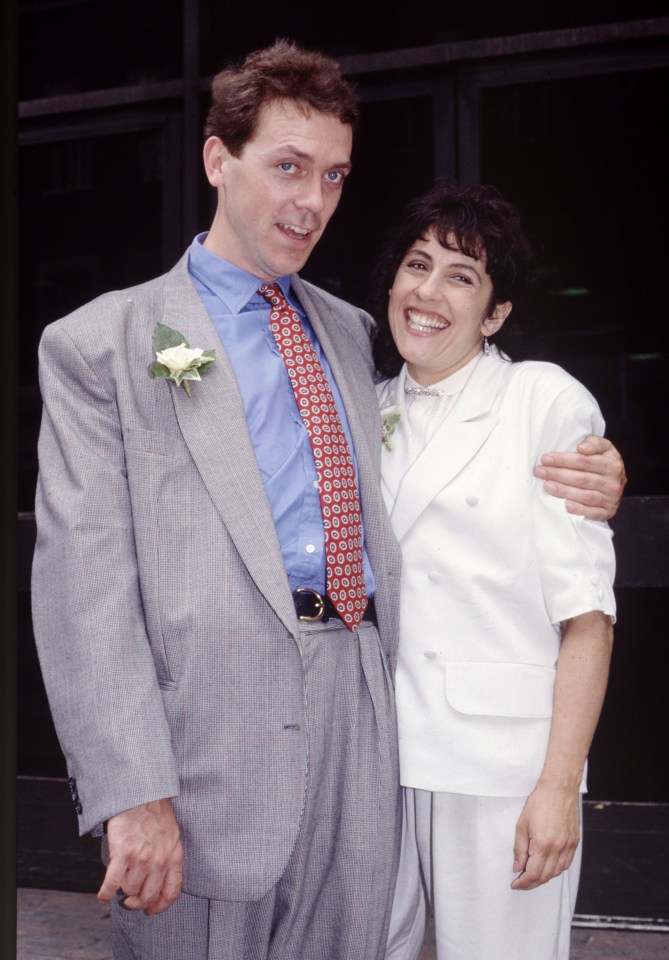 Hugh Laurie on his wedding day to Jo Green