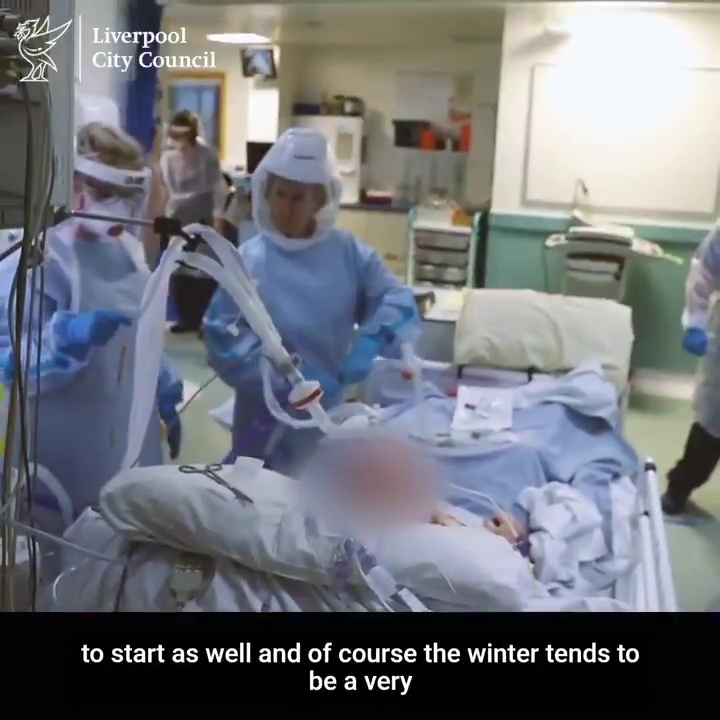 Liverpool City Council posted harrowing video footage showing medical staff treating patients on a hospital Covid ward last week