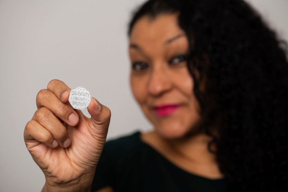 Coin designer Dominique Evans with the new 50p piece