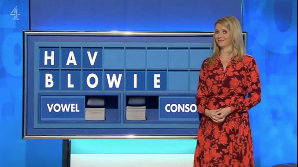 Rachel Riley almost managed to keep a straight face while spelling 'blowie'