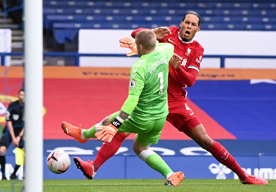 A late lunge from Pickford on Virgil van Dijk injured the Liverpool star