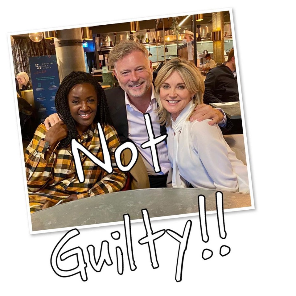 Anthea Turner shared a picture to Instagram of herself beaming with John Leslie and fellow ex-Blue Peter presenter Diane-Louise Jordan