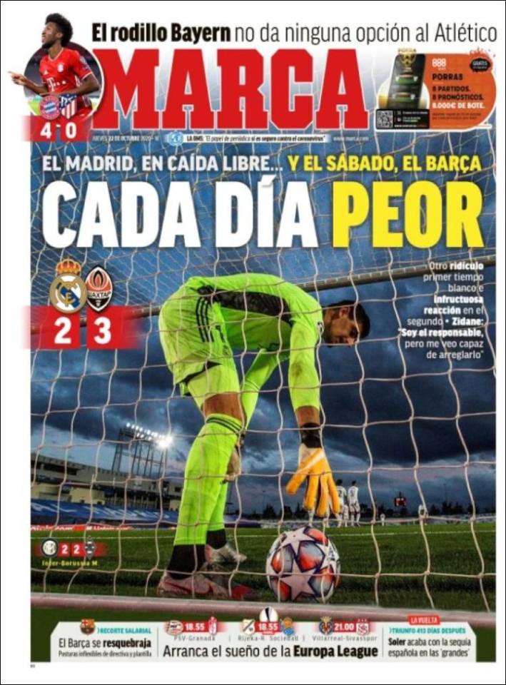 Marca said 'every day it's worse' after Real Madrid's defeat