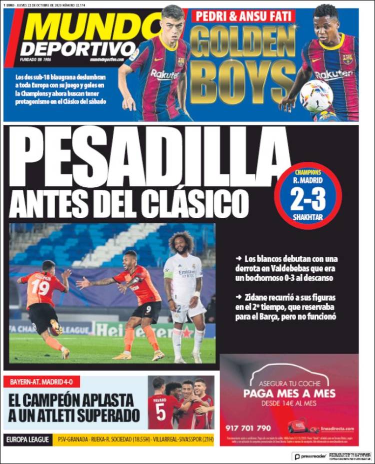 Mundo Deportivo described Real Madrid's performance as a 'nightmare'