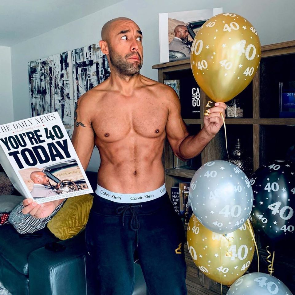 Alex posted this hunky snap to mark his 40th birthday on Saturday 