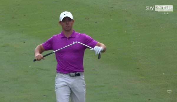 Rory McIlroy was left fuming with a poor shot on the 18th