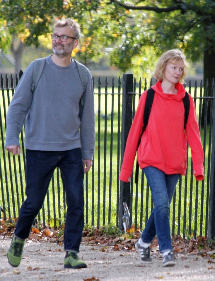 Outnumbered's Hugh Dennis and Claire Skinner are seen taking a stroll