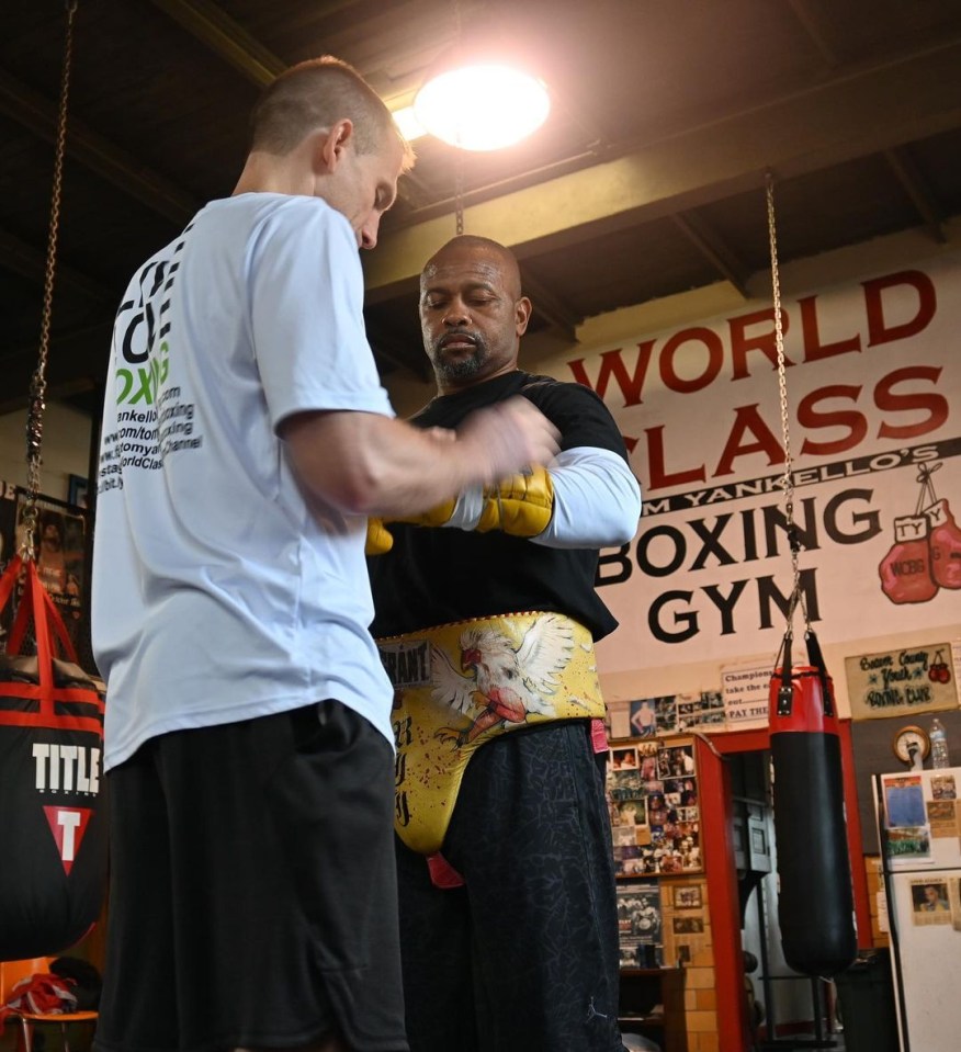 Roy Jones Jr trains ahead of his mouthwatering fight against Mike Tyson