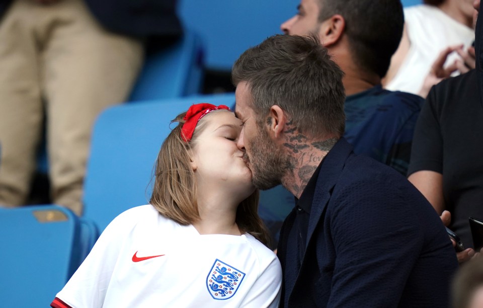  David Beckham is often pictured kissing nine-year-old Harper