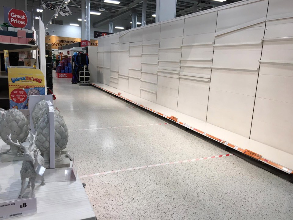 A branch of the supermarket in Cardiff has also dismantled shelves so shoppers can't be tempted 