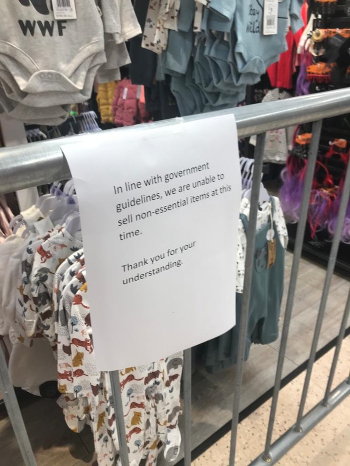 Baby clothes also cannot be sold - and in this Tesco in Neath, they've been sectioned off with a metal barrier