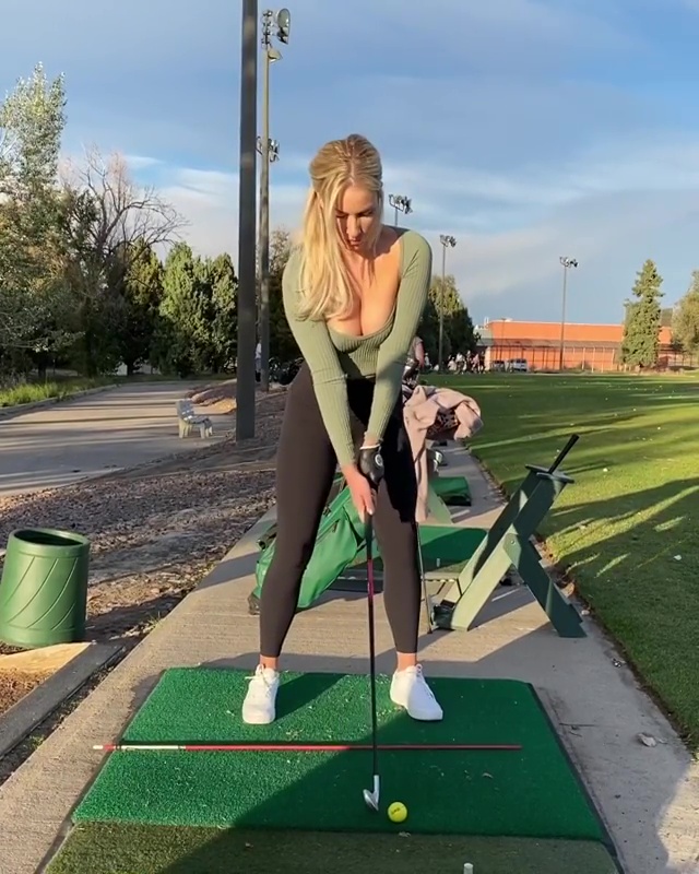 Paige Spiranac left little to the imagination on the driving range