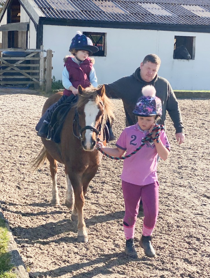 The girls are regularly at the Pony Club and compete in competitions