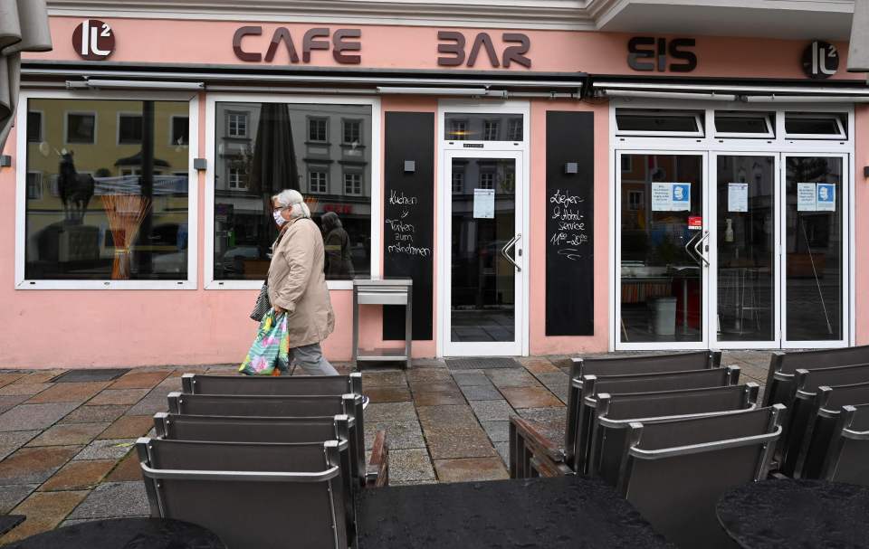 Ms Merkel says the lockdown is needed to stem the spread of the disease, with one cafe in Bavaria seem empty this week as the country battles a second wave