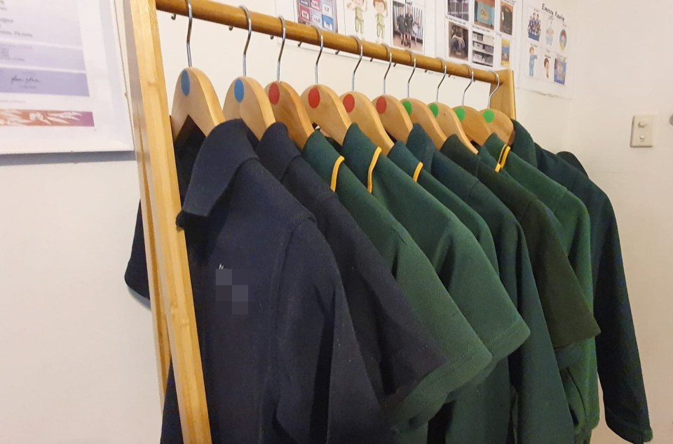 The mum-of -five gives them each a coloured dot and uses them on hangers 