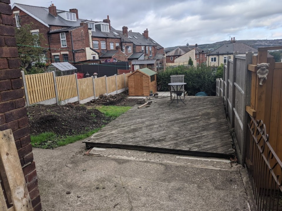 The property has a big garden at the back, where the couple has built a patio