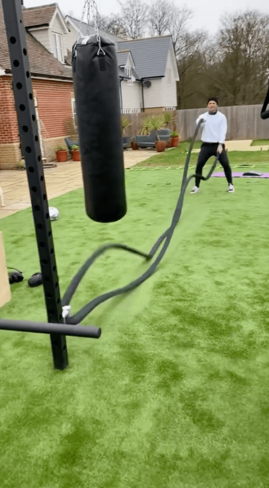  The couple have set up an outdoor gym in the garden